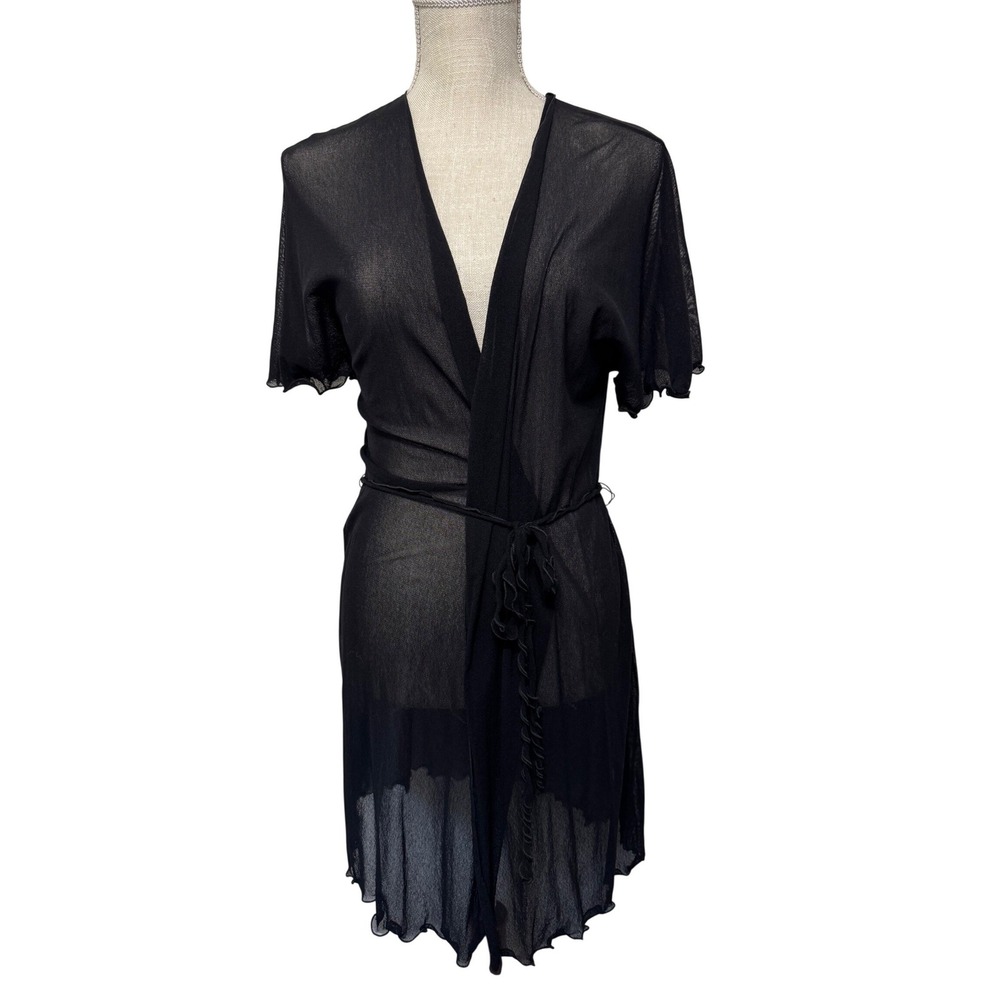 Cosabella Mesh Lettuce Hem Robe Large Black
